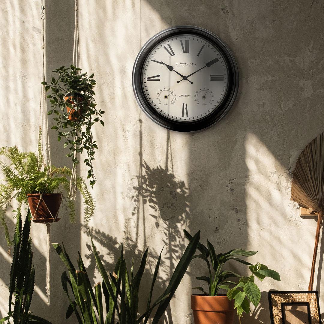 outdoor wall clock with temperature and humidity