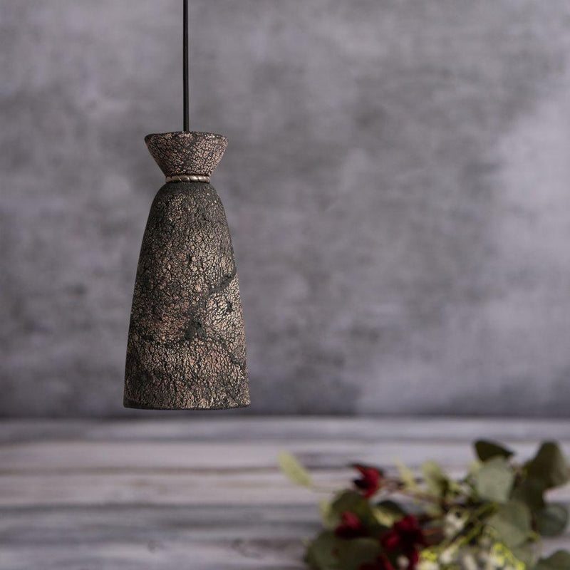 Pando Organic Ceramic Pendant Light - Black Clay - Mullan Lighting