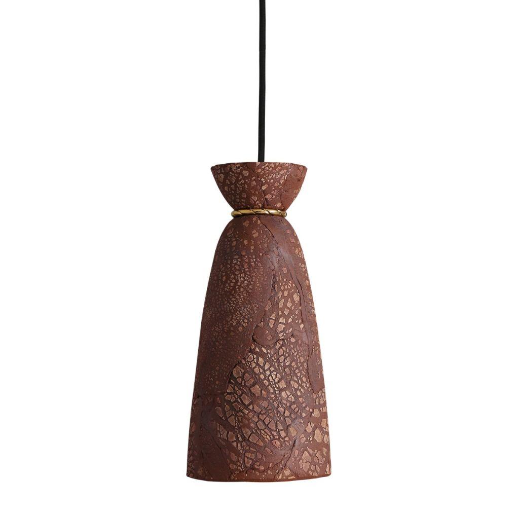 Pando Organic Ceramic Pendant Light - Red Iron - Mullan Lighting