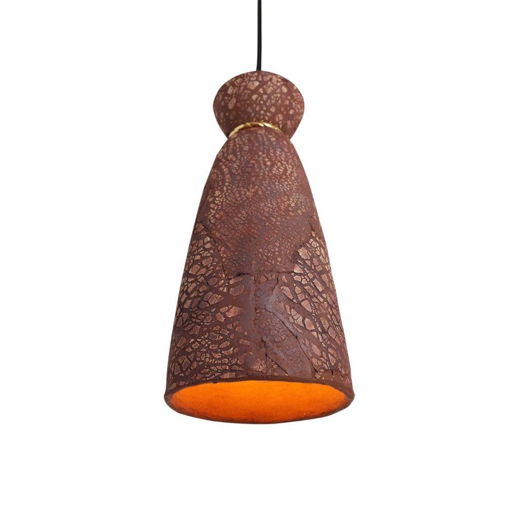 Pando Organic Ceramic Pendant Light - Red Iron - Mullan Lighting