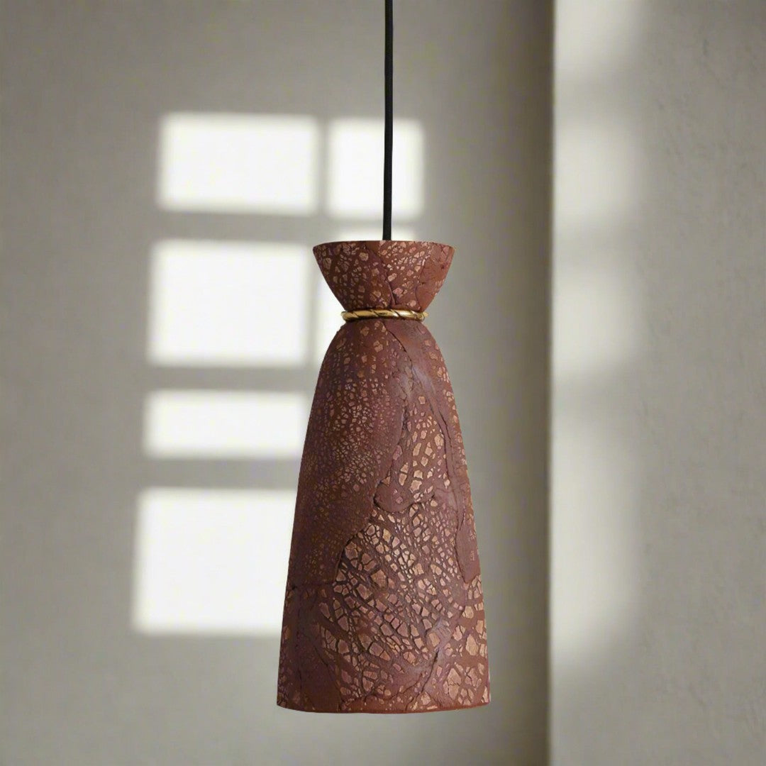 Pando Organic Ceramic Pendant Light - Red Iron - Mullan Lighting