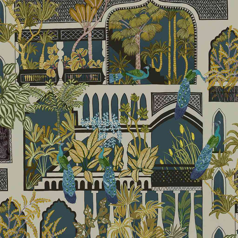 Peacock Arches Wallpaper - Dark Teal - Josephine Munsey