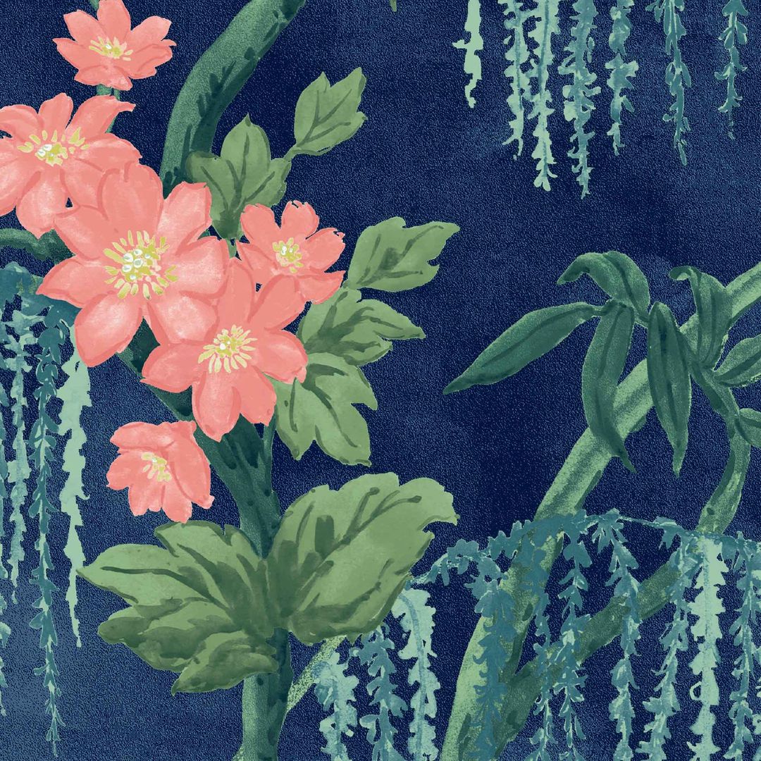 Pierre Wallpaper - Indigo