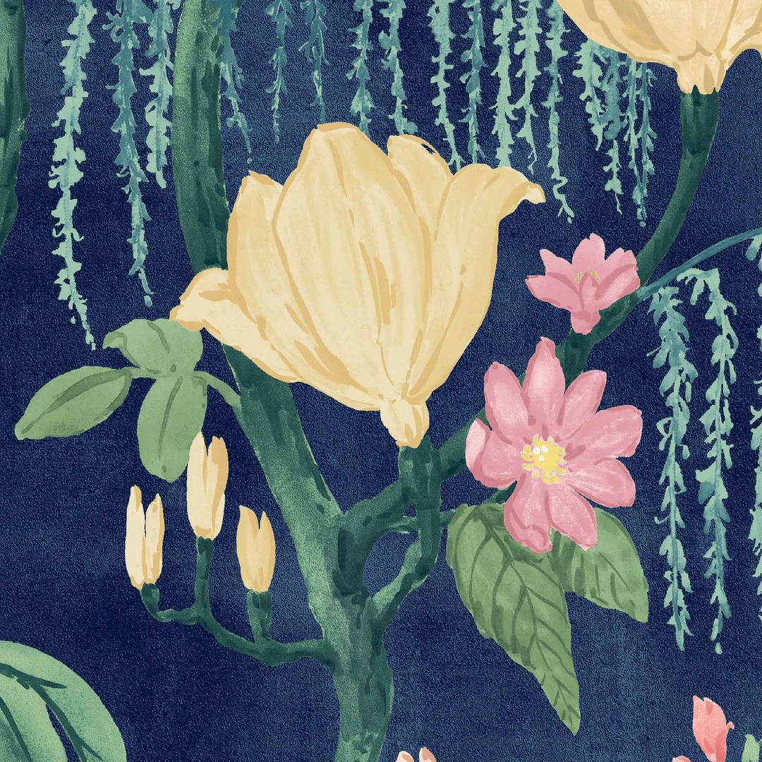 Pierre Wallpaper - Indigo