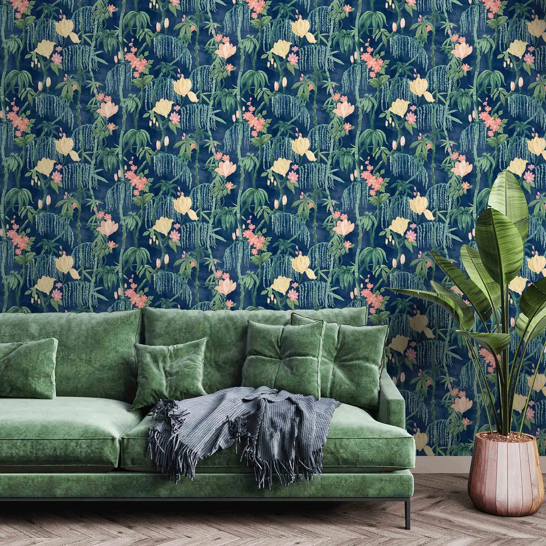 Pierre Wallpaper - Indigo