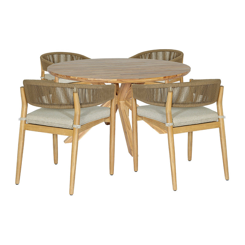 Porto 4 Seat Round Dining Set - Sandstone