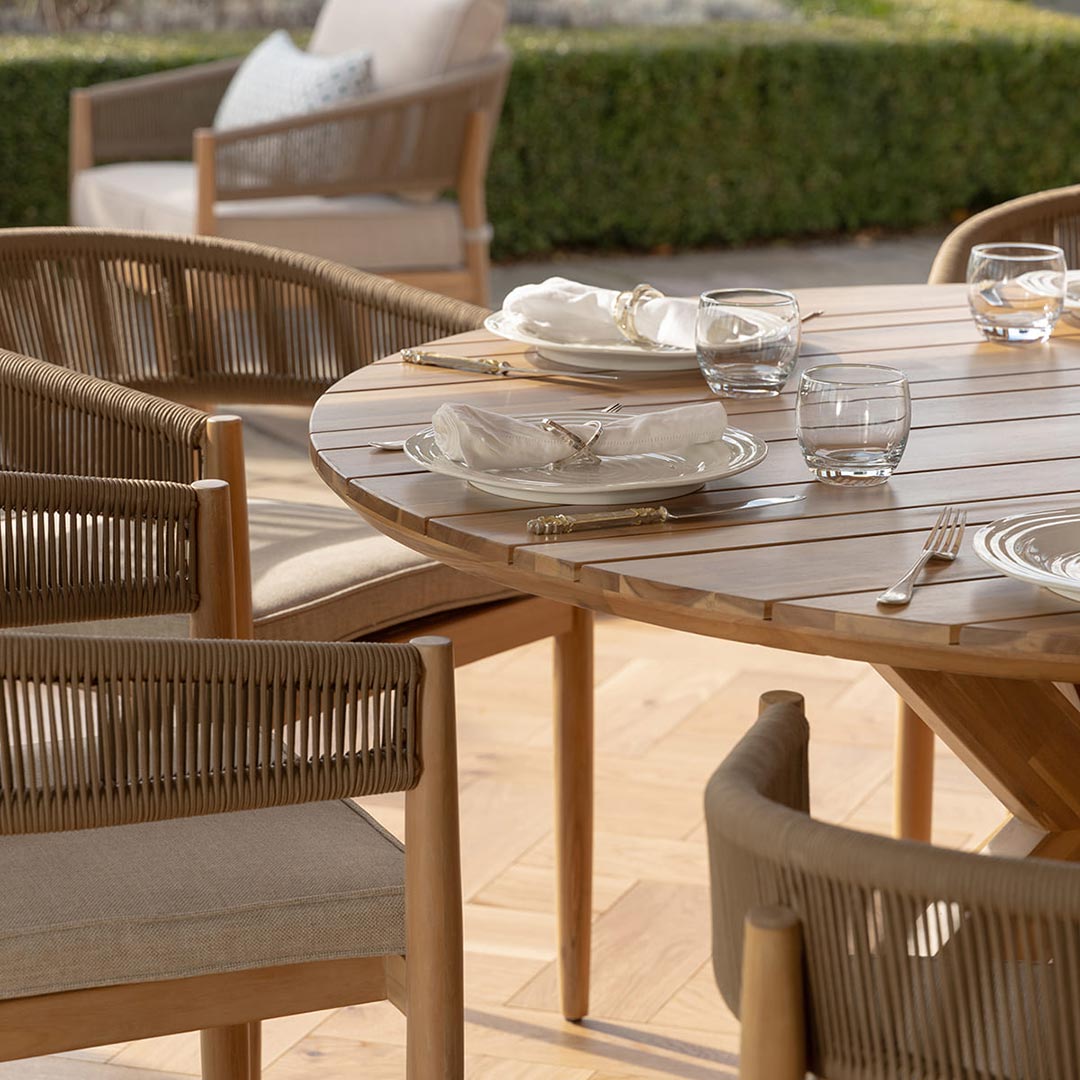 Porto 6 Seat Round Dining Set - Sandstone