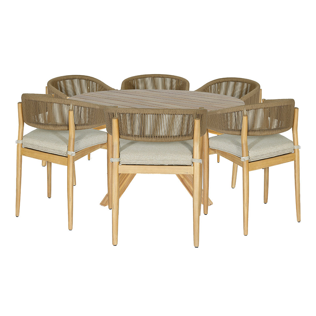 Porto 6 Seat Round Dining Set - Sandstone