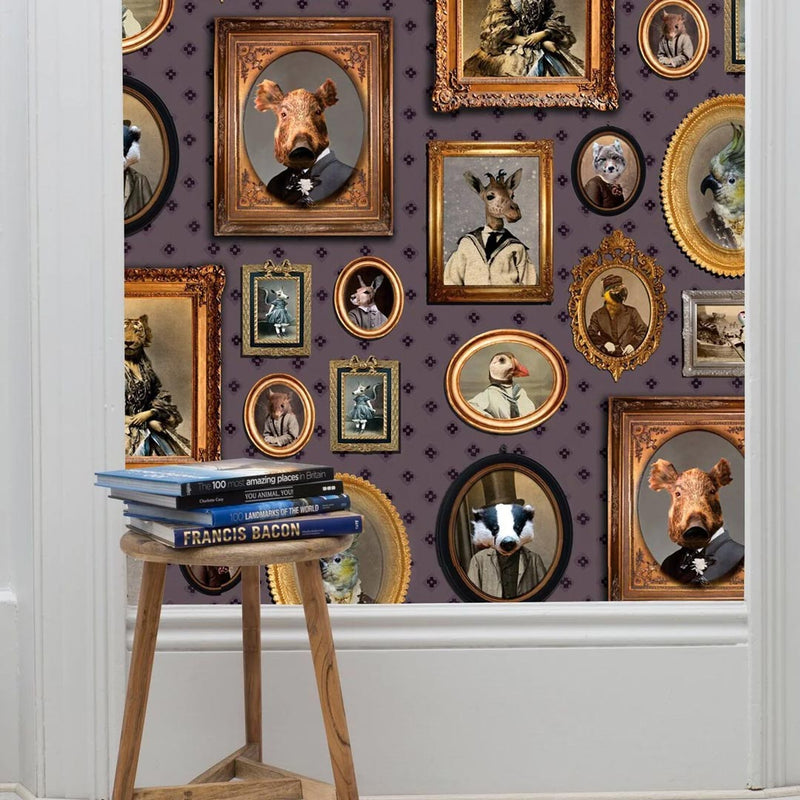 Portrait Gallery Wallpaper - Mauve - Graduate Collection-Lime Lace