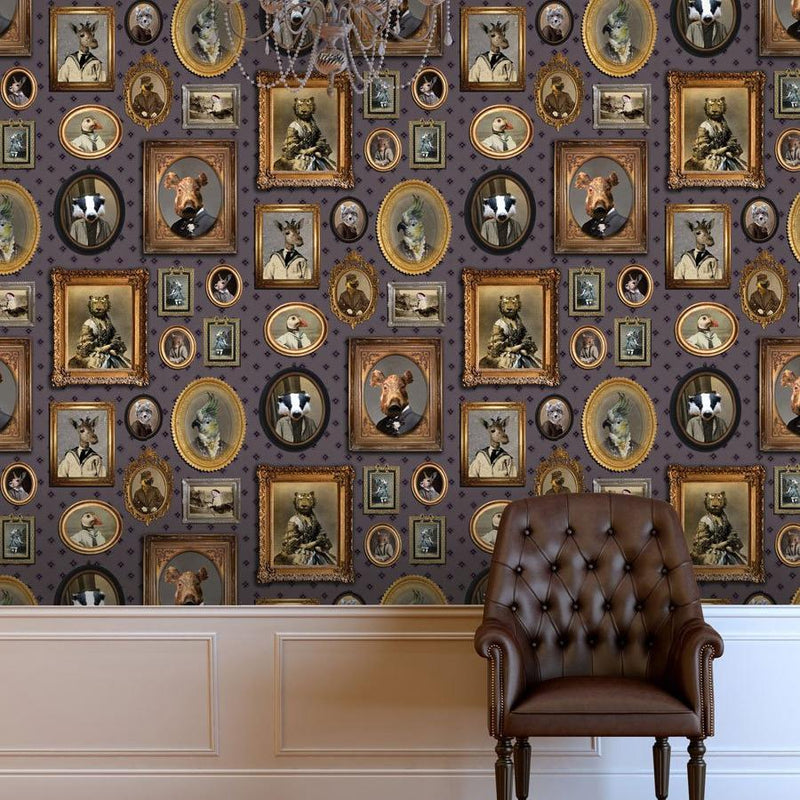 Portrait Gallery Wallpaper - Mauve - Graduate Collection