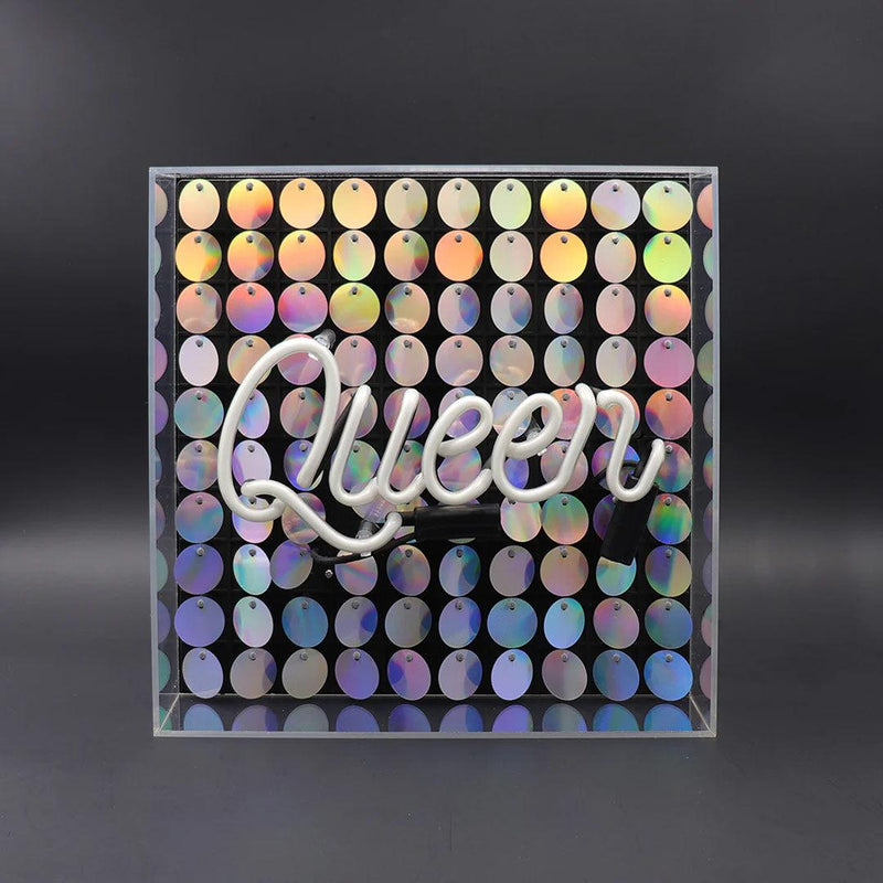 Queen Sequins Neon Acrylic Box Light