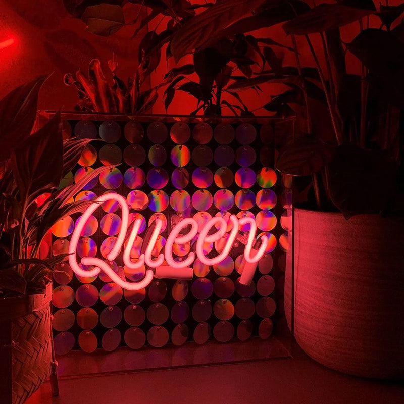 Queen Sequins Neon Acrylic Box Light