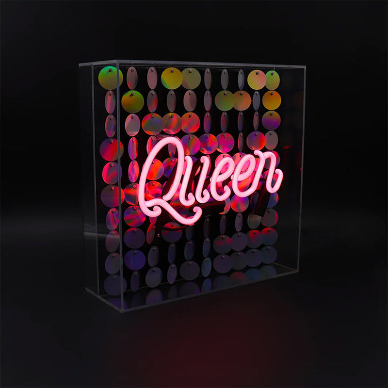 Queen Sequins Neon Acrylic Box Light