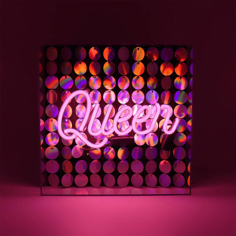 Queen Sequins Neon Acrylic Box Light