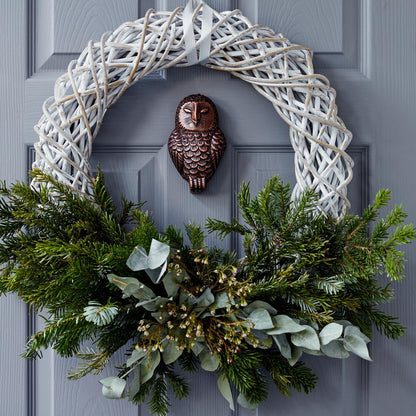 Rattan Round Wreath - White