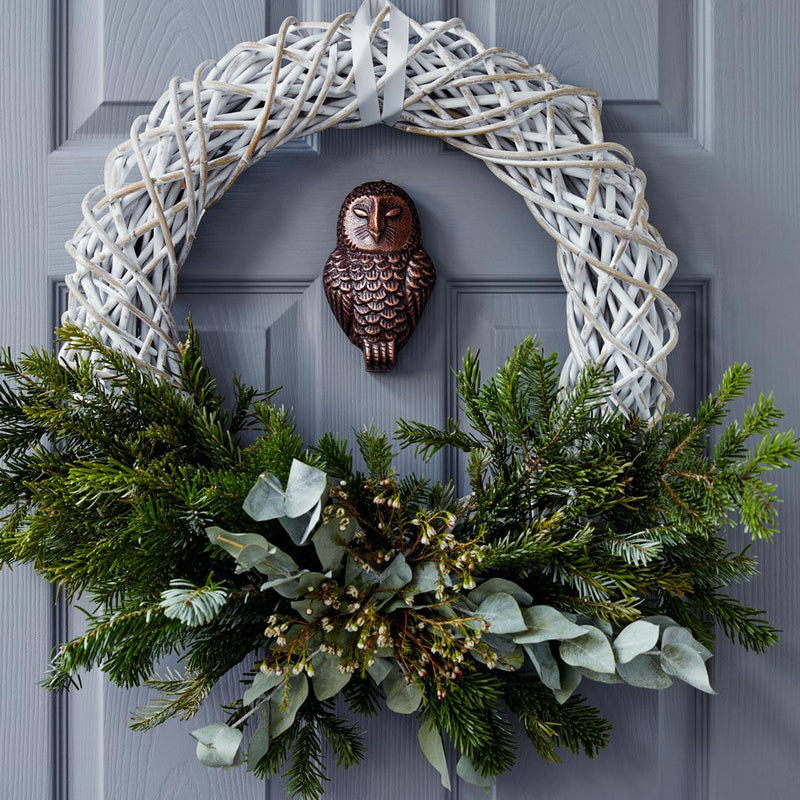 Rattan Round Wreath - White