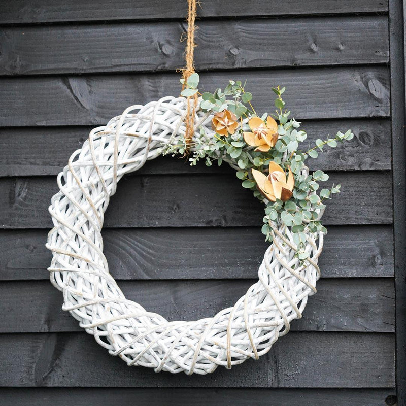Rattan Wreath - White