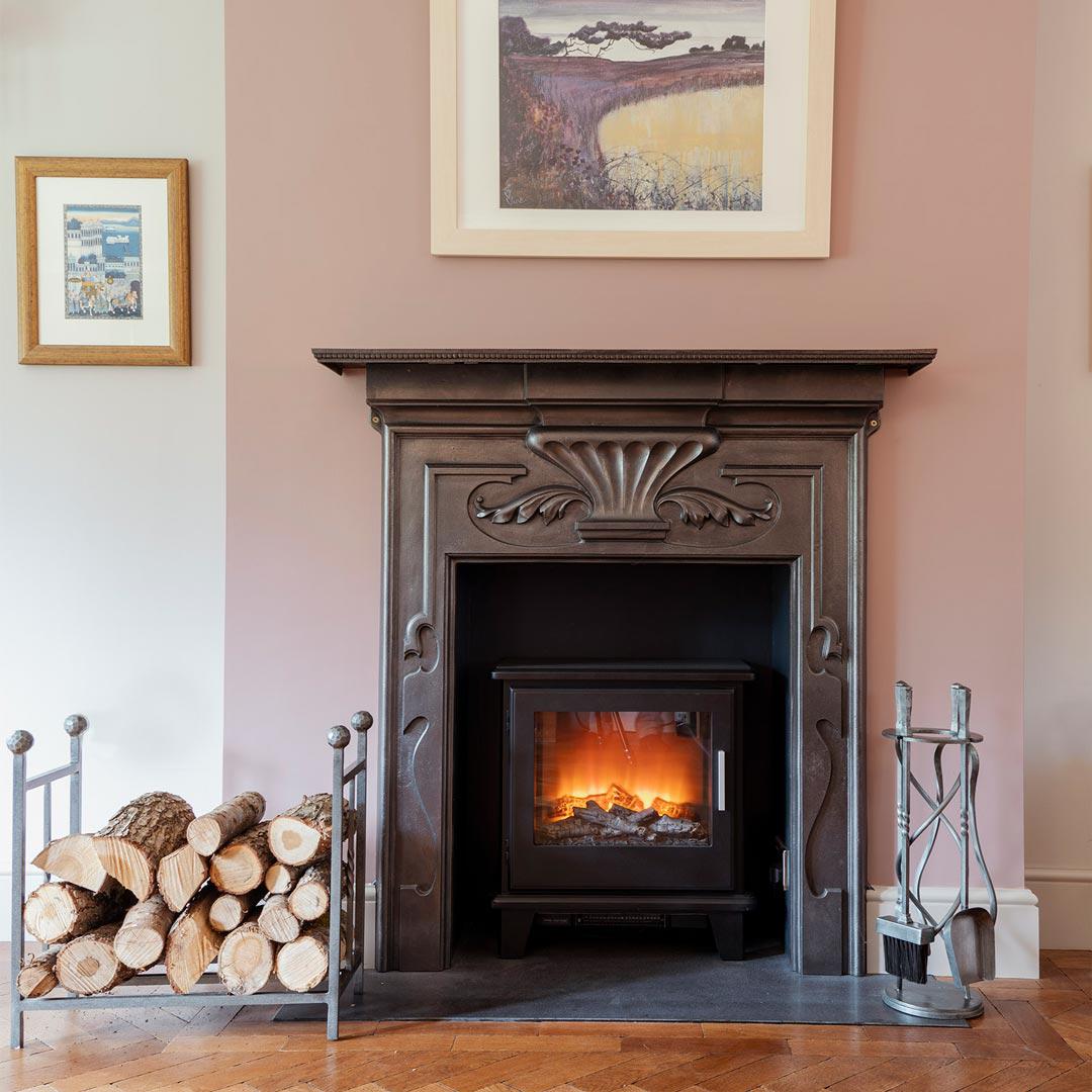 Rectangular Pewter Steel Log Holder