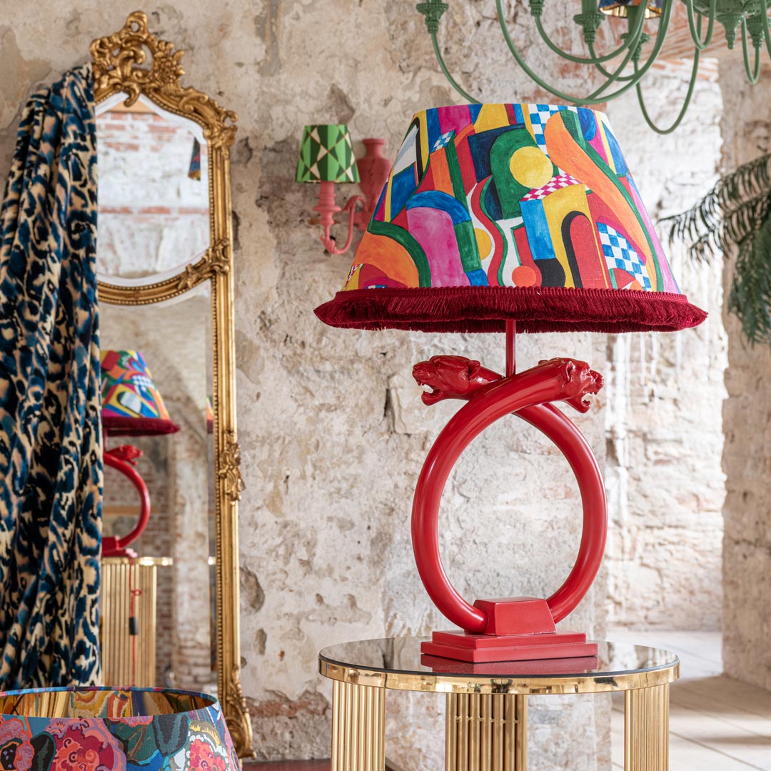 Red Panther Table Lamp & Bossa Nova Shade - MINDTHEGAP
