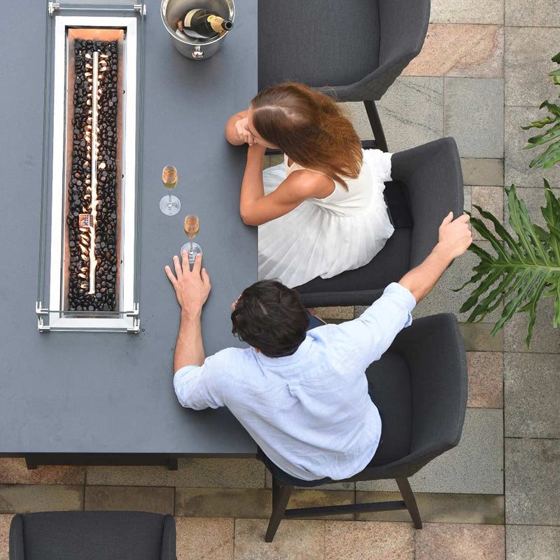 Regal 8 Seater Rectangular Fire Pit Bar Set in Charcoal