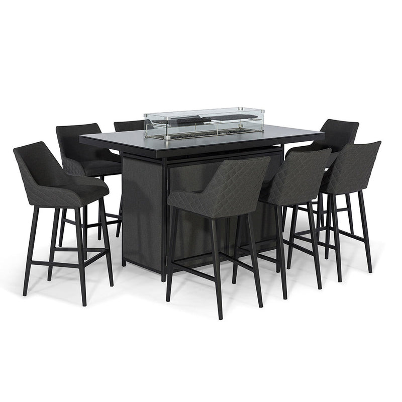 Regal 8 Seater Rectangular Fire Pit Bar Set in Charcoal