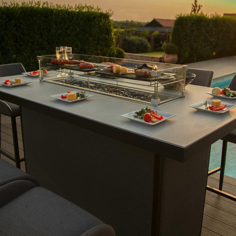 Regal 8 Seater Rectangular Fire Pit Bar Set in Flanelle