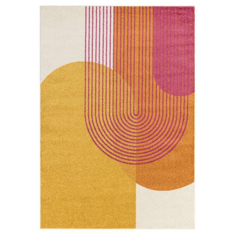 Retro Geometric Rug - Orange