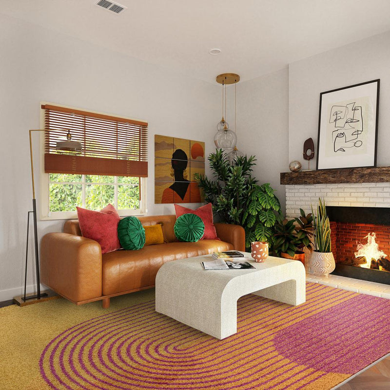 Retro Geometric Rug - Orange