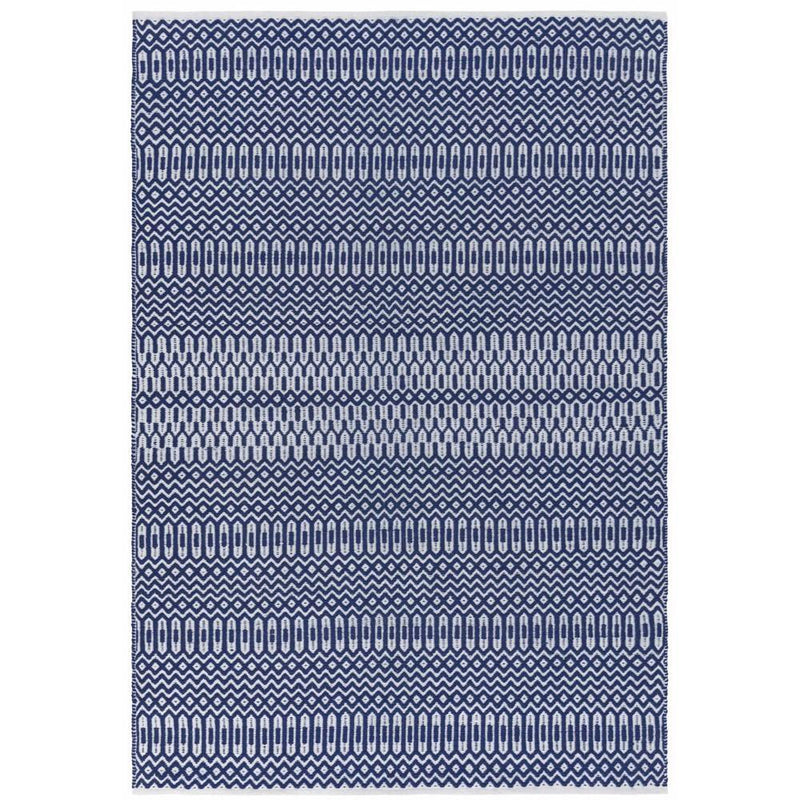 Reversible Geometric Outdoor Rug - Blue