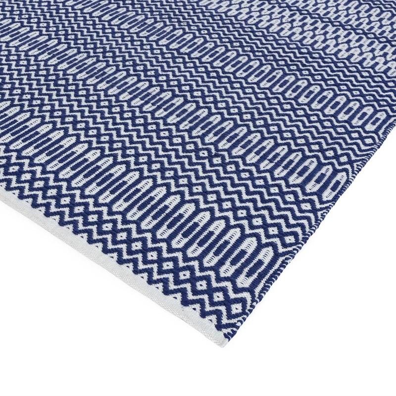 Reversible Geometric Outdoor Rug - Blue