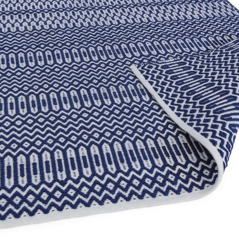 Reversible Geometric Outdoor Rug - Blue