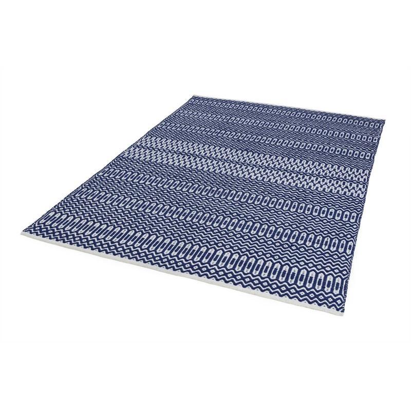 Reversible Geometric Outdoor Rug - Blue
