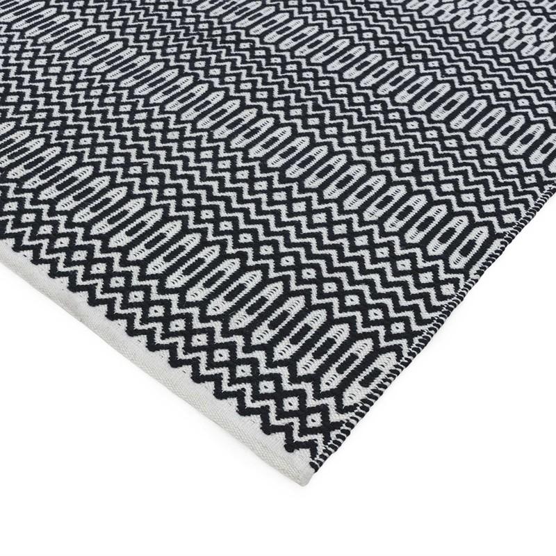 Reversible Geometric Outdoor Rug - Black