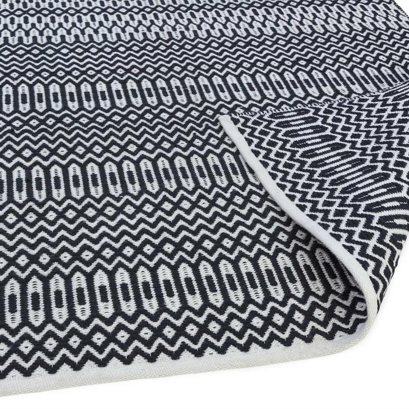 Reversible Geometric Outdoor Rug - Black