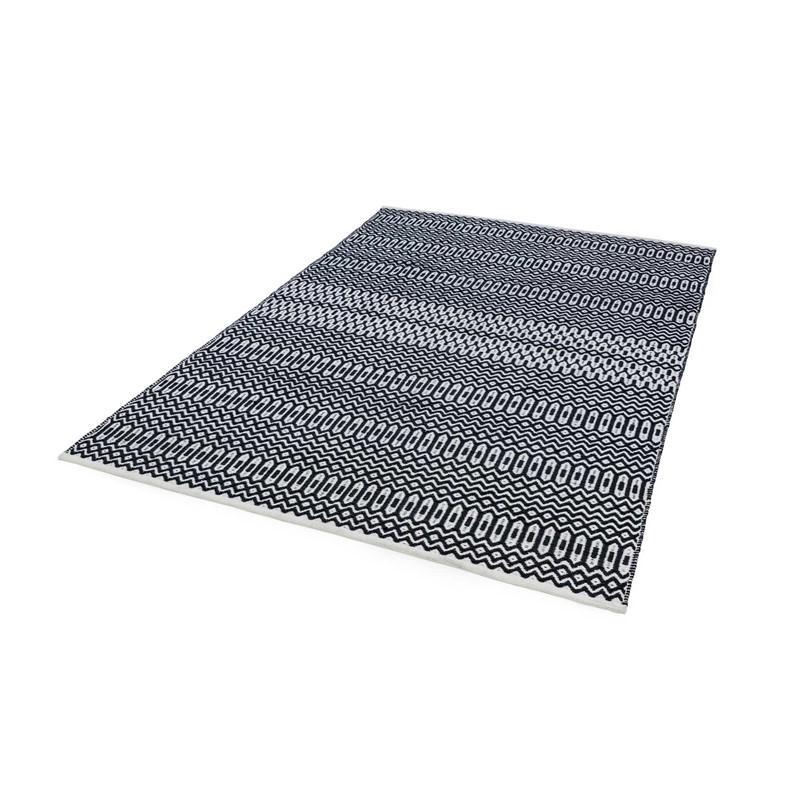Reversible Geometric Outdoor Rug - Black