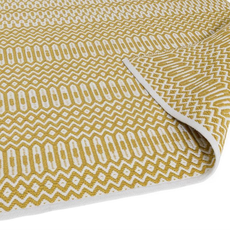 Reversible Geometric Outdoor Rug - Mustard