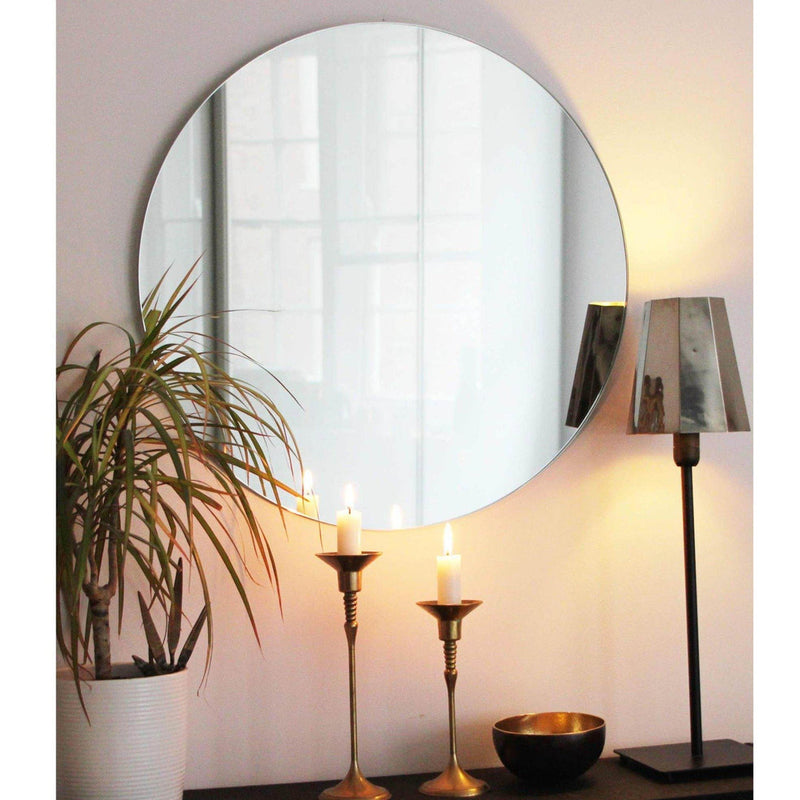 Round Silver Frameless Orbis Mirror
