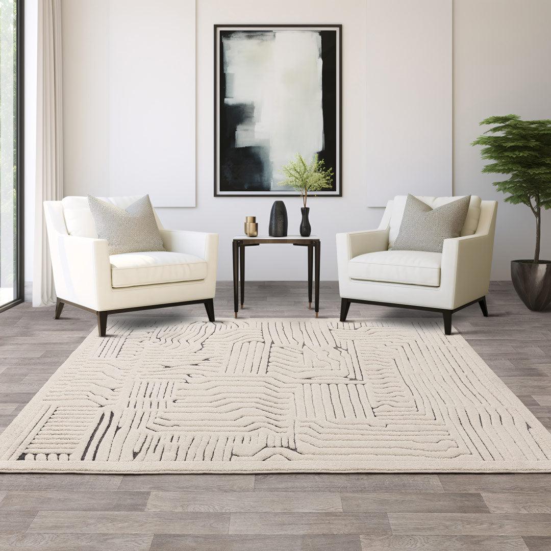 Route Rug - Ivory And Charcoal