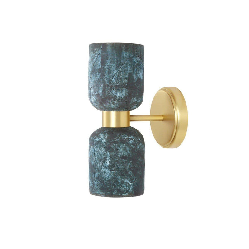 Sakura Double Ceramic & Brass Wall Light - Blue Earth - Mullan Lighting
