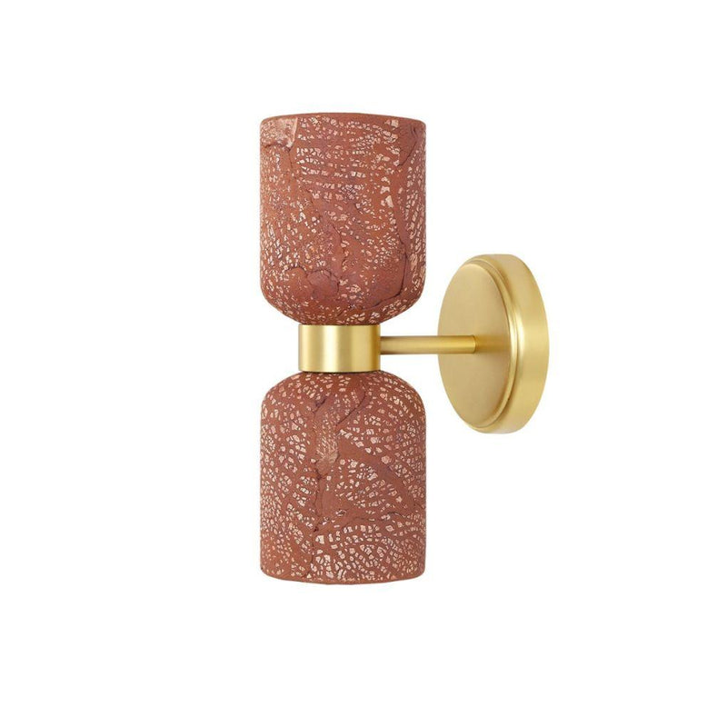 Sakura Double Ceramic & Brass Wall Light - Red Iron - Mullan Lighting