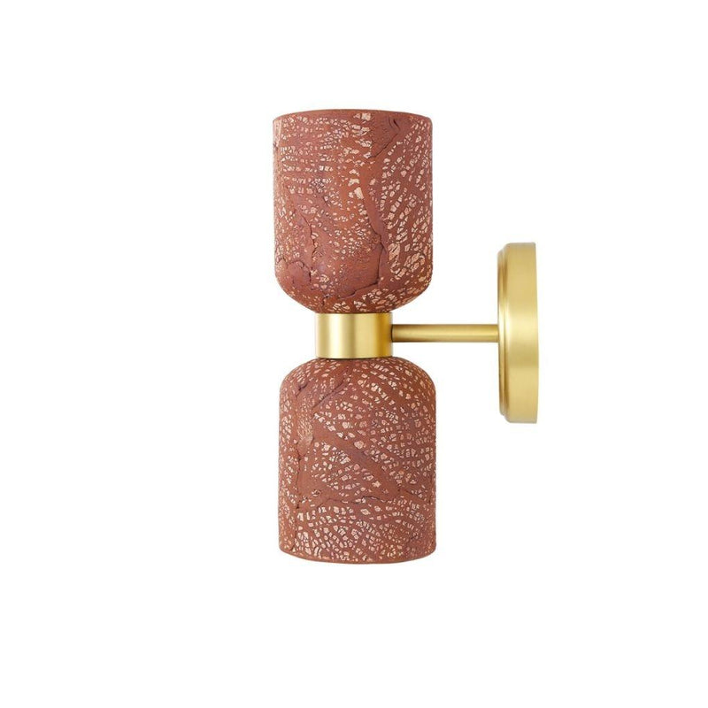 Sakura Double Ceramic & Brass Wall Light - Red Iron - Mullan Lighting