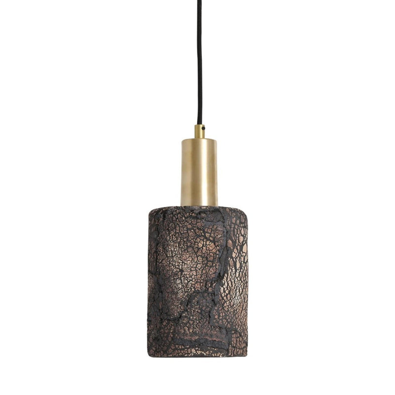 Senna Organic Ceramic Cylinder Pendant - Black Clay - Mullan Lighting