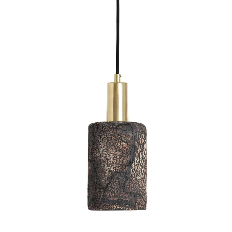 Senna Organic Ceramic Cylinder Pendant - Black Clay - Mullan Lighting