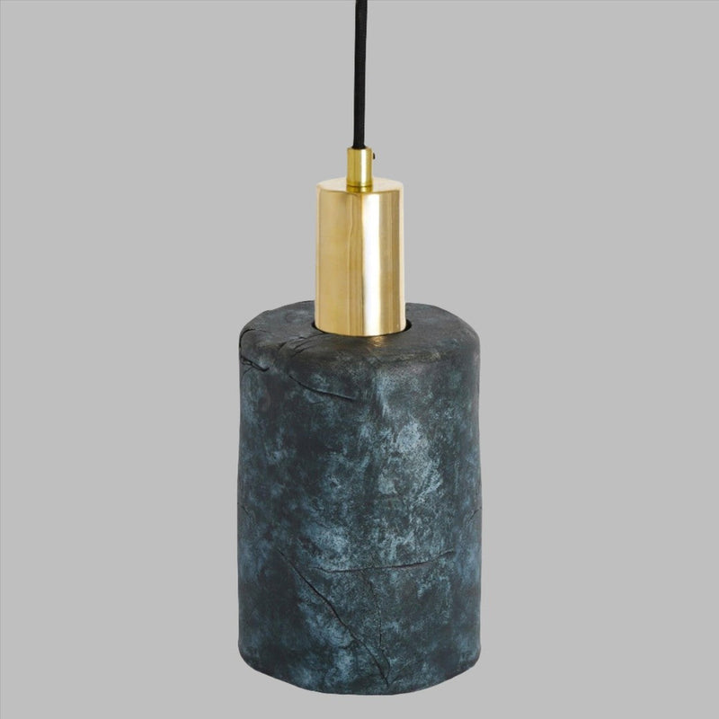 Senna Organic Ceramic Cylinder Pendant - Blue Earth