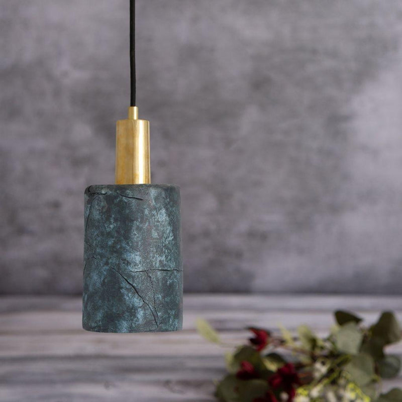 Senna Organic Ceramic Cylinder Pendant - Blue Earth