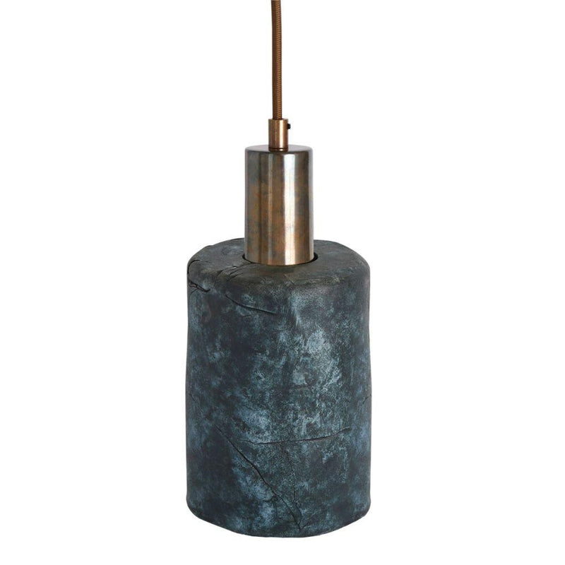 Senna Organic Ceramic Cylinder Pendant - Blue Earth