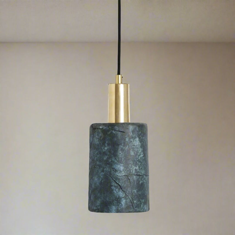 Senna Organic Ceramic Cylinder Pendant - Blue Earth