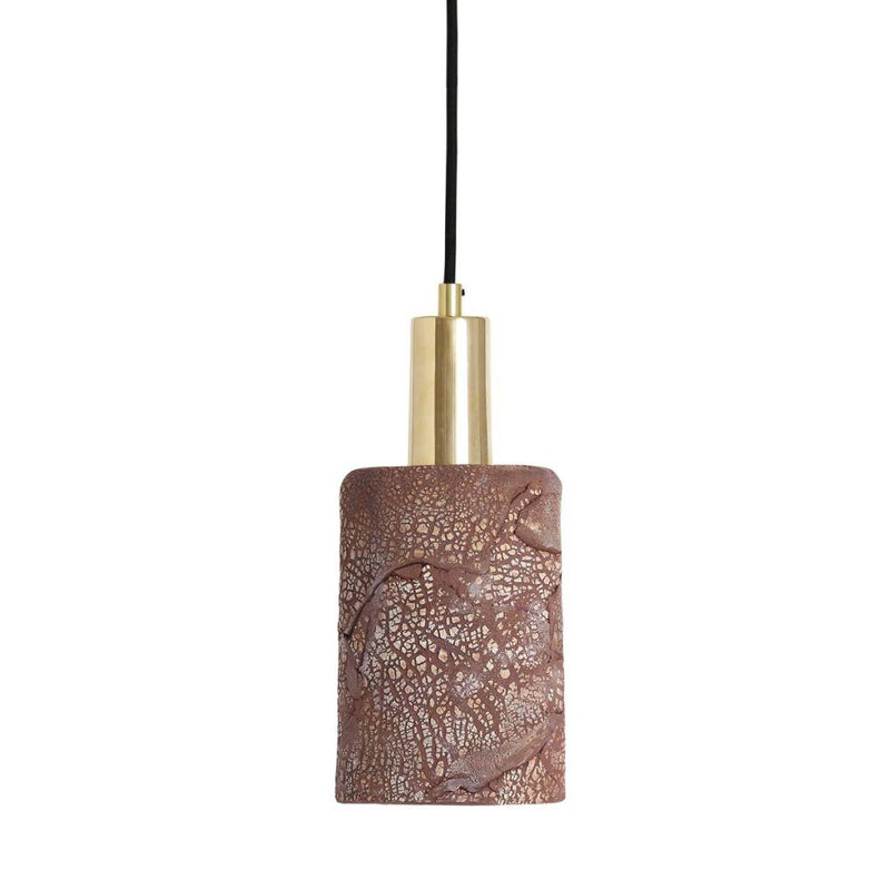 Senna Organic Ceramic Cylinder Pendant - Red Iron - Mullan Lighting