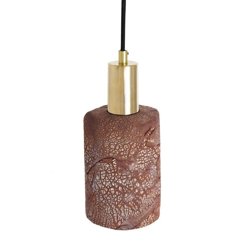 Senna Organic Ceramic Cylinder Pendant - Red Iron - Mullan Lighting