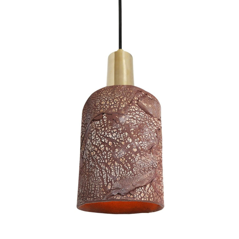 Senna Organic Ceramic Cylinder Pendant - Red Iron - Mullan Lighting